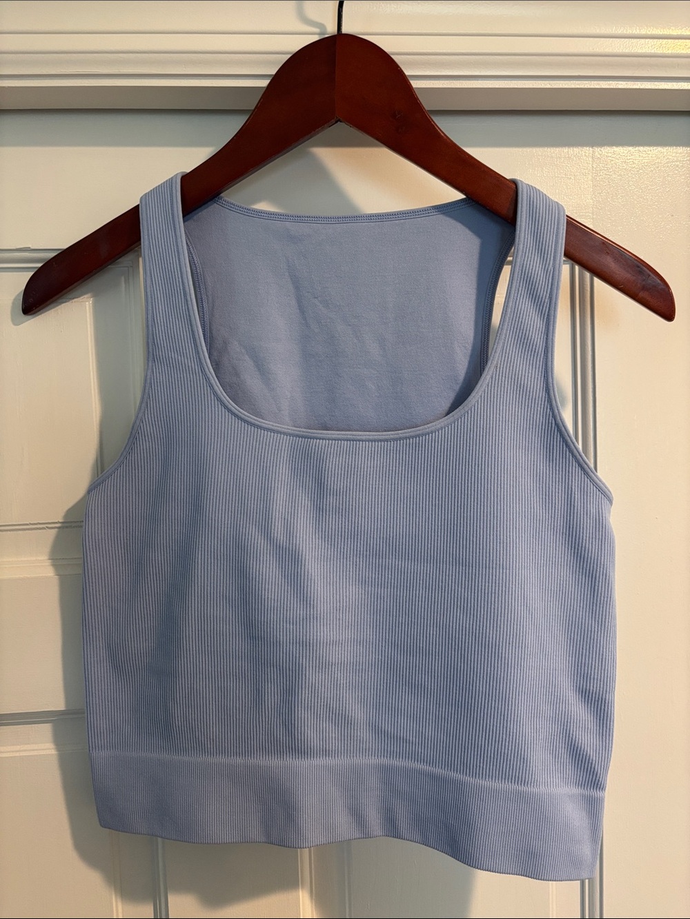 DSG Light Blue Ribbed Scoop Crop Tank